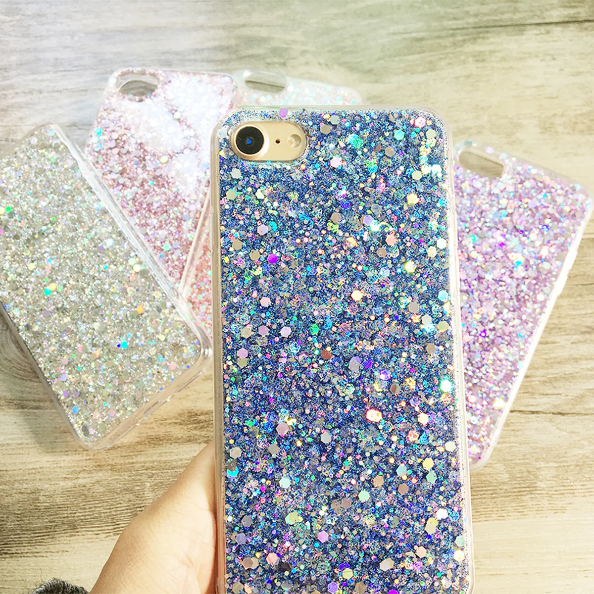 Чохол з блискітками "3D Glitter" силіконовий для iPhone 7/8 синій