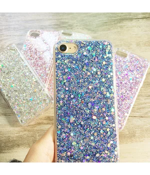 Чехол с блестками "3D Glitter" силиконовый для iPhone 7/8 синий