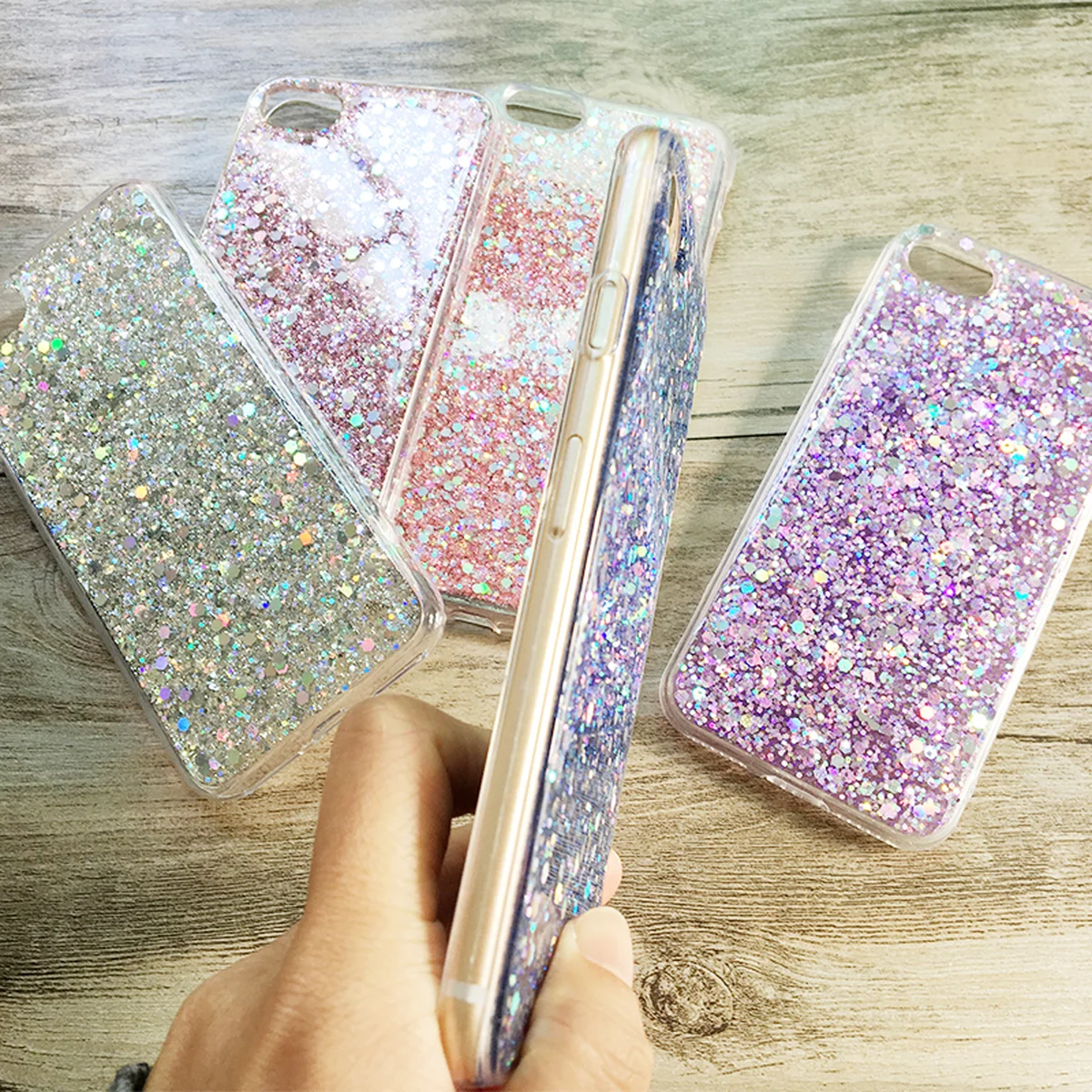 Чохол з блискітками "3D Glitter" силіконовий для iPhone 7/8 синій