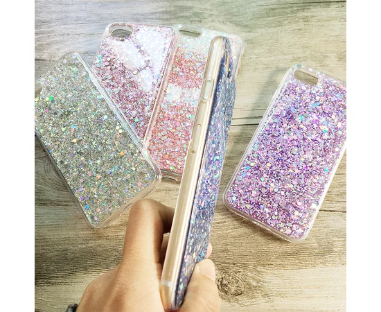Чехол с блестками "3D Glitter" силиконовый для iPhone 7/8 синий