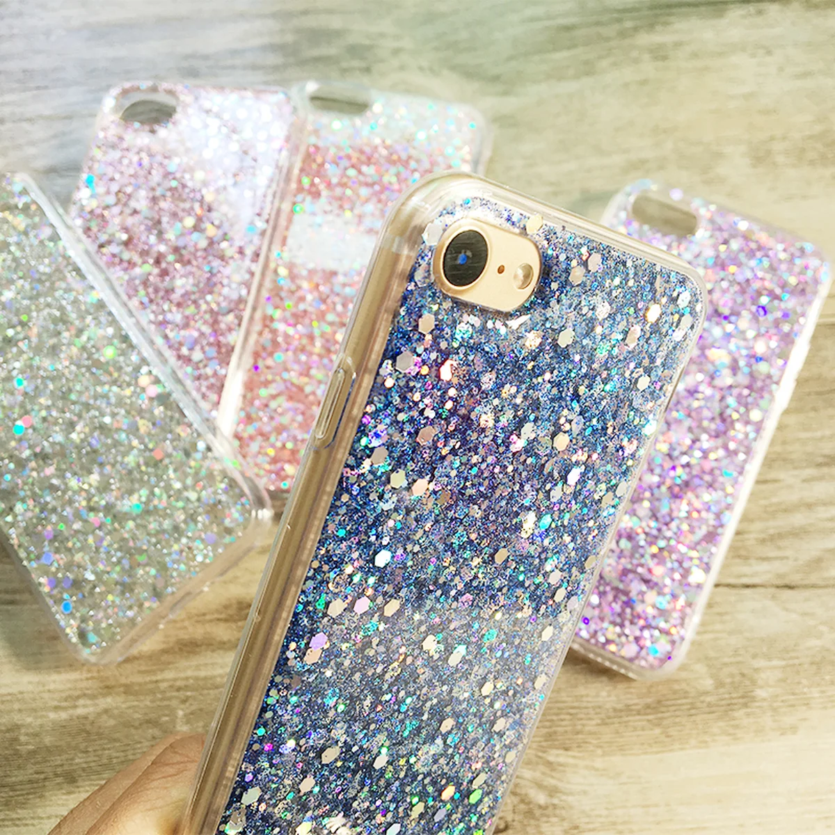 Чохол з блискітками "3D Glitter" силіконовий для iPhone 7/8 синій