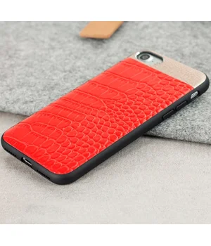 Чохол з натуральної шкіри "Comma" Croco червоний для iPhone 7/8