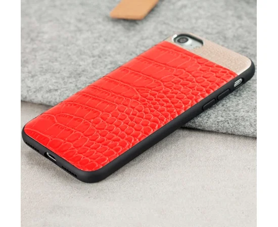Чохол з натуральної шкіри "Comma" Croco червоний для iPhone 7/8