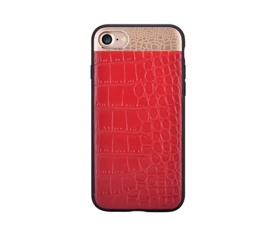 Чохол з натуральної шкіри "Comma" Croco червоний для iPhone 7/8