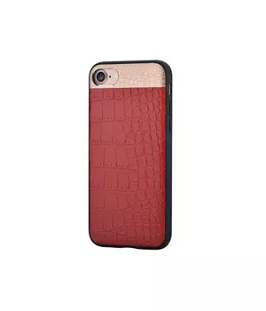 Чехол из натуральной кожи "Comma" Croco красный для iPhone 7/8