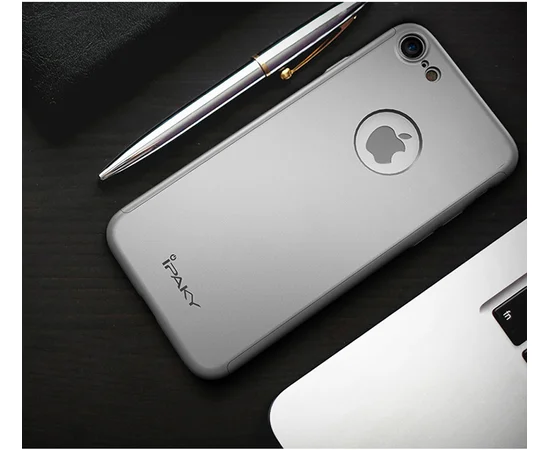 Противоударный серебряный чехол "iPaky" 360 для iPhone 7/8