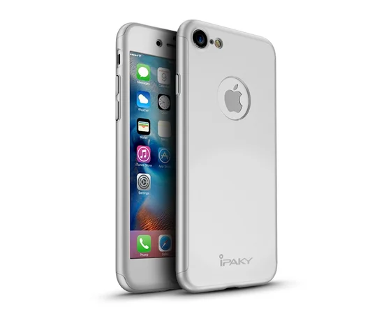 Противоударный серебряный чехол "iPaky" 360 для iPhone 7/8