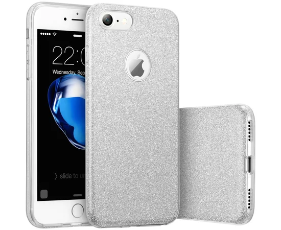 Чехол с блестками "Dazzling shine" силиконовый для iPhone 7/8 серебряный