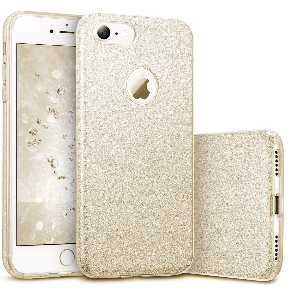 Чехол с блестками "Dazzling shine" силиконовый для iPhone 7/8 золотой