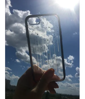 Чехол со стразами SWAROVSKI "Devia" силиконовый для iPhone 7/8 Meteor серый