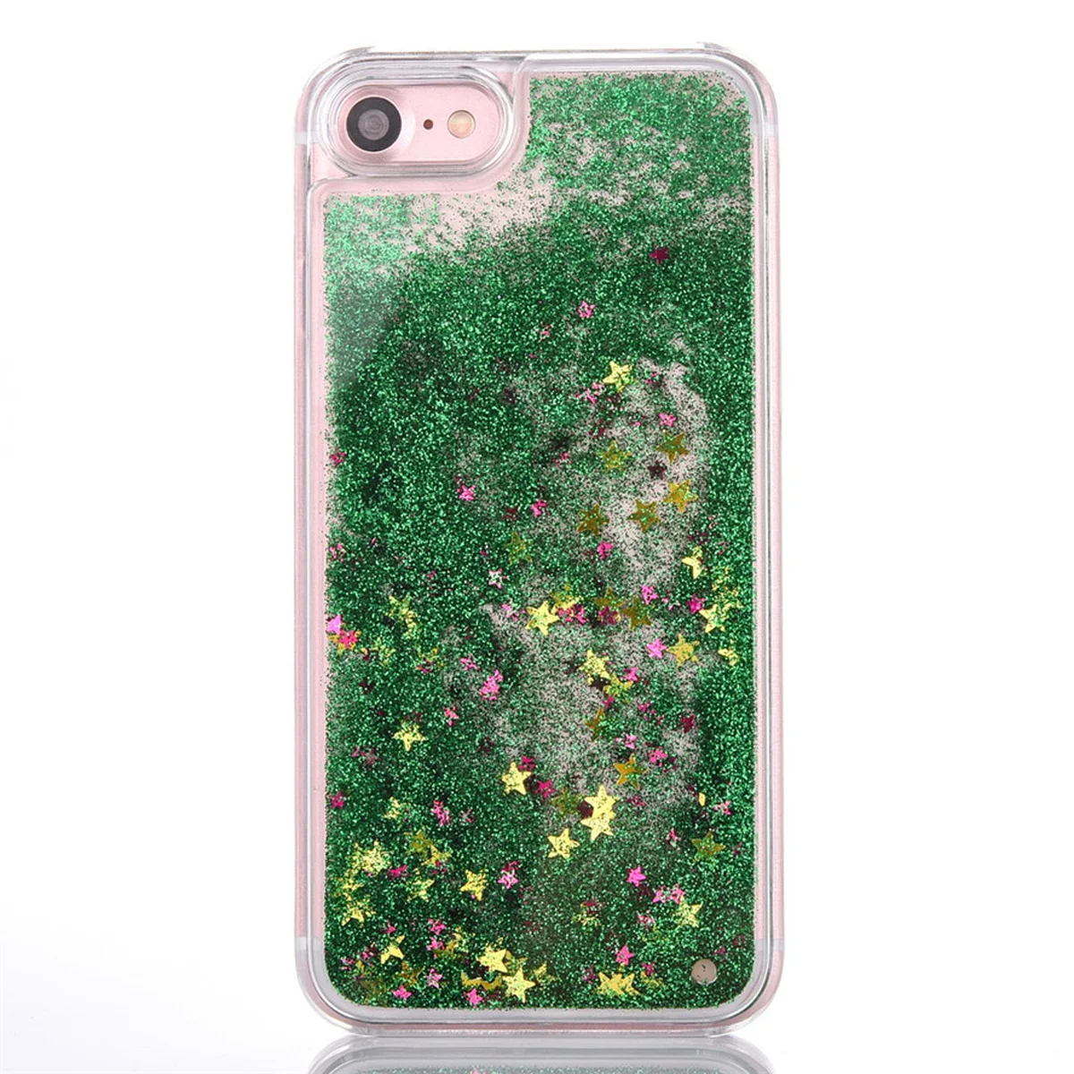 Переливається пластиковий чохол "Зірочки" зелений для iPhone 7/8