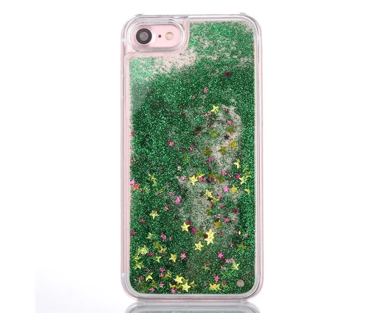 Переливающийся пластиковый чехол "Звездочки" зеленый для iPhone 7/8