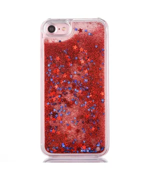 Переливающийся пластиковый чехол "Звездочки" красный для iPhone 7/8