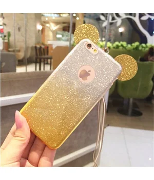 Чехол с блестками "Микки Маус" силиконовый для iPhone 7/8 желтый градиент Чехол с блестками "Микки Маус" силиконовый для iPhone 7/8 желтый градиент