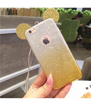 Чехол с блестками "Микки Маус" силиконовый для iPhone 7/8 желтый градиент Чехол с блестками "Микки Маус" силиконовый для iPhone 7/8 желтый градиент