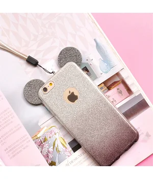 Чехол с блестками "Микки Маус" силиконовый для iPhone 6/6S черный градиент Чехол с блестками "Микки Маус" силиконовый для iPhone 6/6S черный градиент