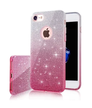 Чехол с блестками "Градиент" силиконовый для iPhone 7/8 розовый