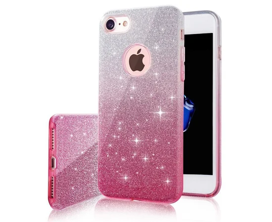 Чехол с блестками "Градиент" силиконовый для iPhone 7/8 розовый