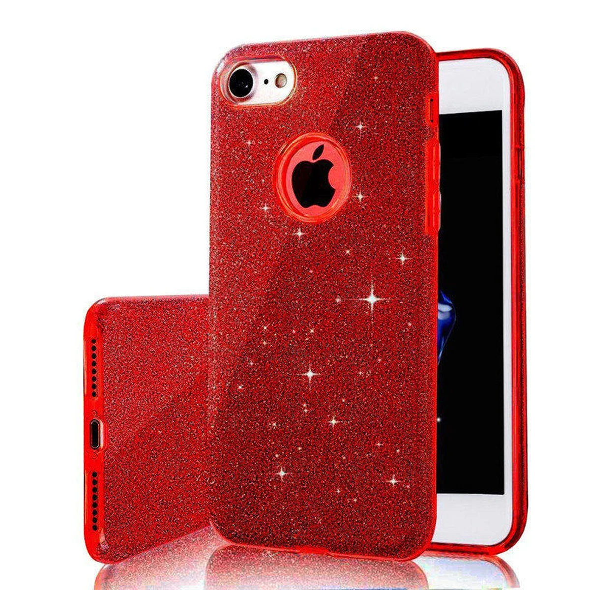 Чехол с блестками "Dazzling shine" силиконовый для iPhone 6/6S красный