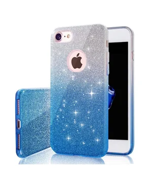 Чехол с блестками "Градиент" силиконовый для iPhone 7/8 синий