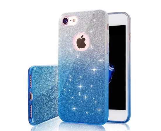 Чехол с блестками "Градиент" силиконовый для iPhone 7/8 синий