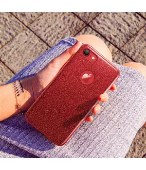 Чехол с блестками "Dazzling shine" силиконовый для iPhone 7/8 красный