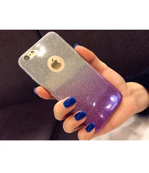 Чехол с блестками "Градиент" силиконовый для iPhone 7/8 фиолетовый