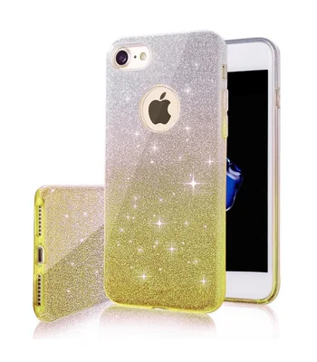 Чехол с блестками "Градиент" силиконовый для iPhone 7/8 золотой