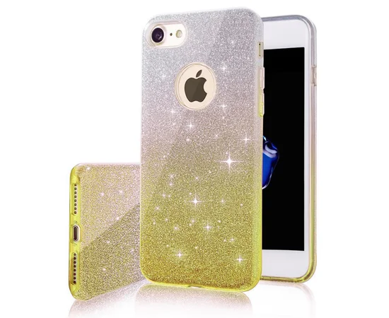 Чохол із блискітками "Градієнт" силіконовий для iPhone 7/8 золотий