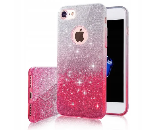 Чохол із блискітками "Градієнт" силіконовий для iPhone 7/8 червоний