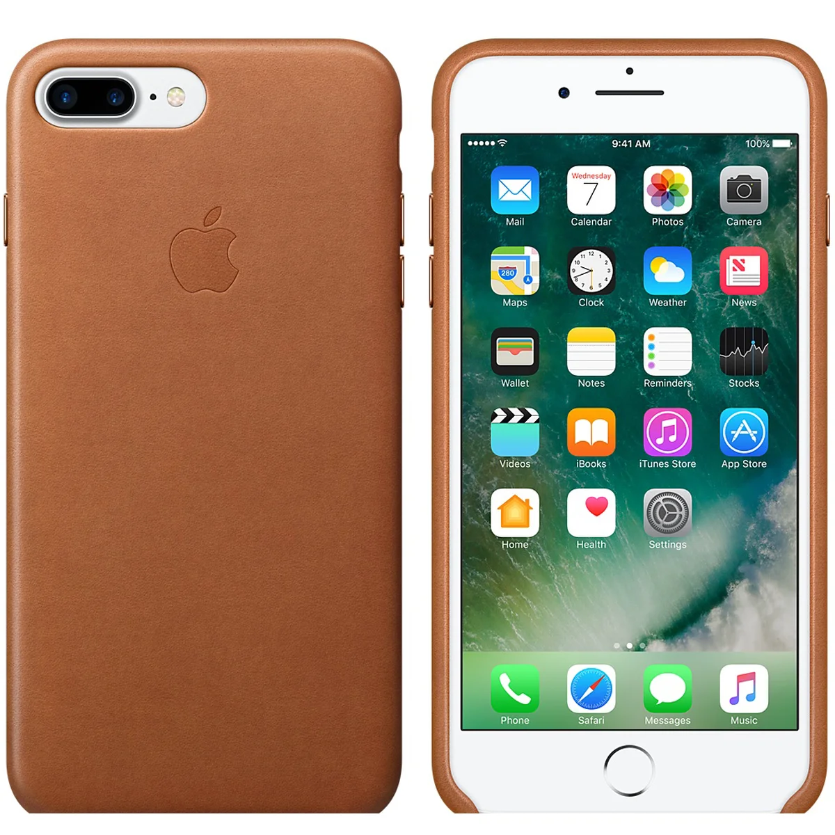 Силиконовый коричневый "Leather case" (HC) для iPhone 7 Plus/8 Plus