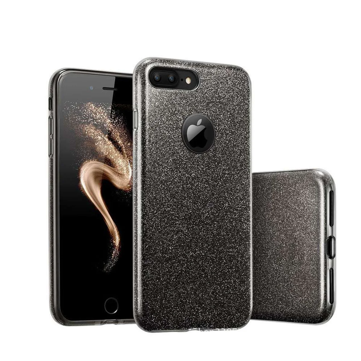 Чехол с блестками "Dazzling shine" силиконовый для iPhone 7 Plus/8 Plus черный