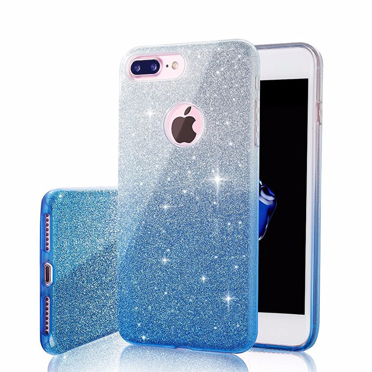 Чехол с блестками Shine "Градиент" силиконовый для iPhone 7 Plus/8 Plus синий