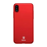 Пластиковый матовый чехол "Baseus" Thin красный для iPhone X/XS