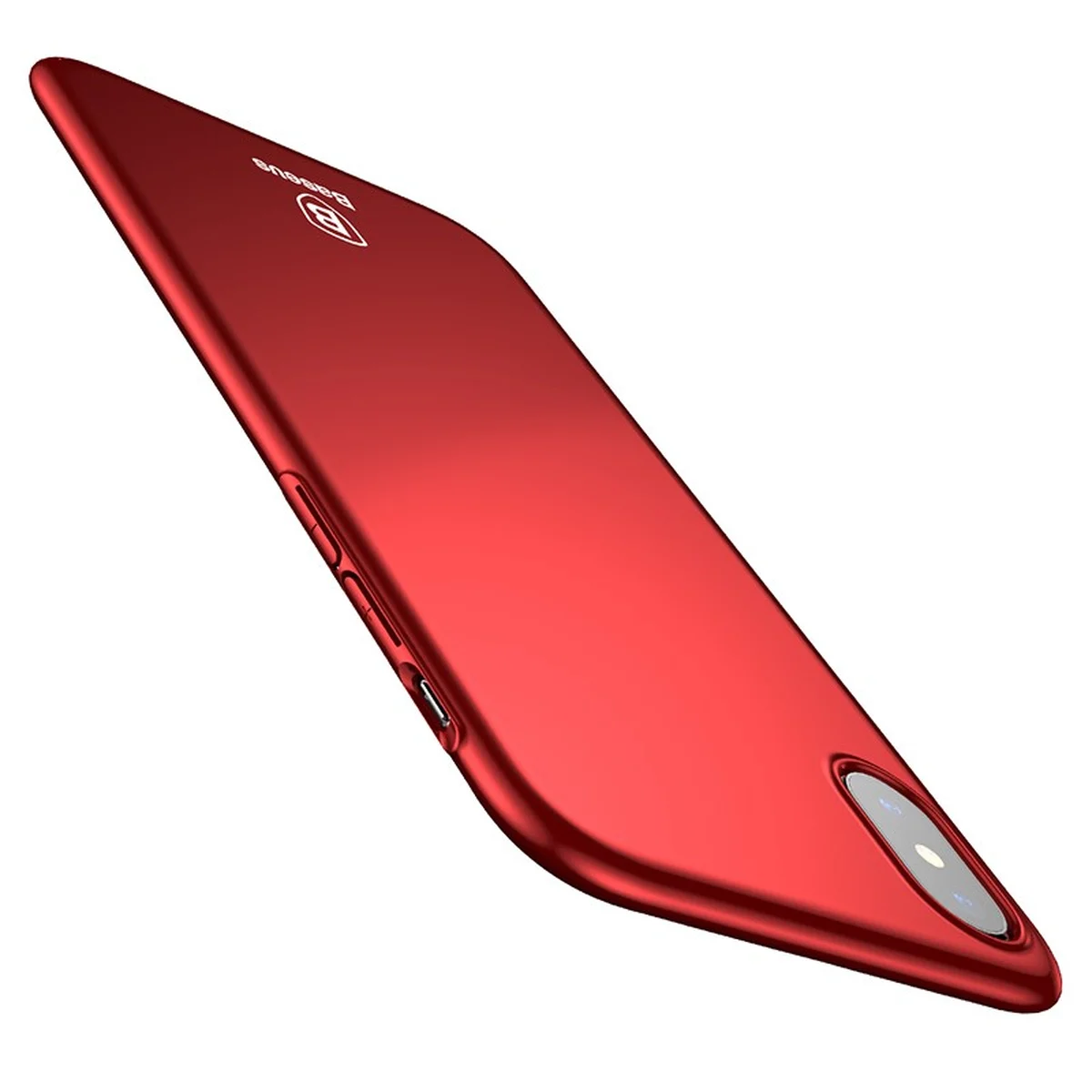 Пластиковый матовый чехол "Baseus" Thin красный для iPhone X/XS
