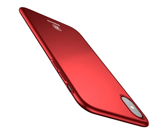 Пластиковый матовый чехол "Baseus" Thin красный для iPhone X/XS