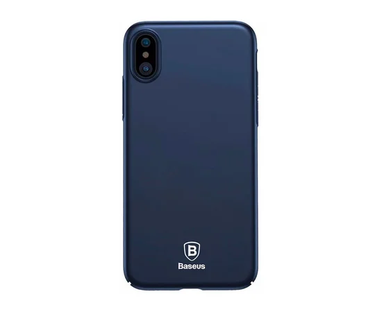 Пластиковый матовый чехол "Baseus" Thin синий для iPhone X/XS