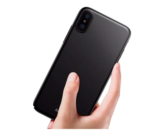 Пластиковый матовый чехол "Baseus" Thin черный для iPhone X/XS