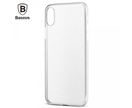 Ультратонкий пластиковый чехол "Baseus" Wing белый для iPhone X/XS