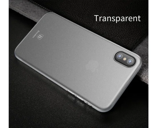 Ультратонкий пластиковый чехол "Baseus" Wing белый для iPhone X/XS