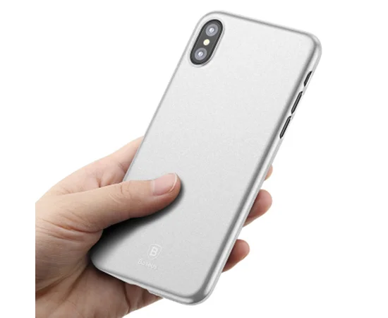 Ультратонкий пластиковый чехол "Baseus" Wing белый для iPhone X/XS