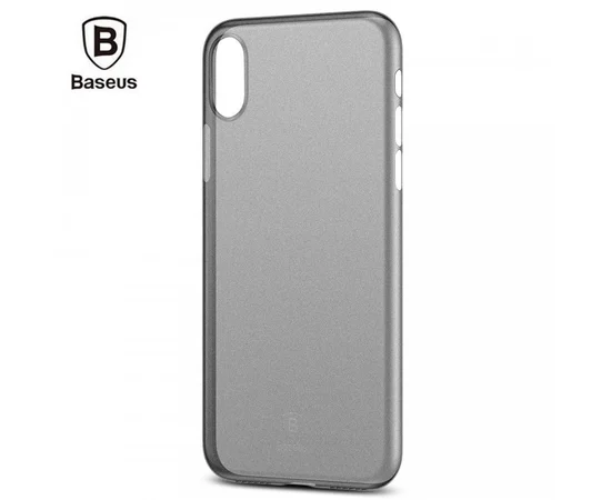 Ультратонкий пластиковый чехол "Baseus" Wing серый для iPhone X/XS