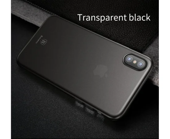 Ультратонкий пластиковый чехол "Baseus" Wing серый для iPhone X/XS