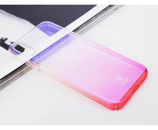 Чехол "Baseus" пластиковый для iPhone X/XS Glaze розовый градиент