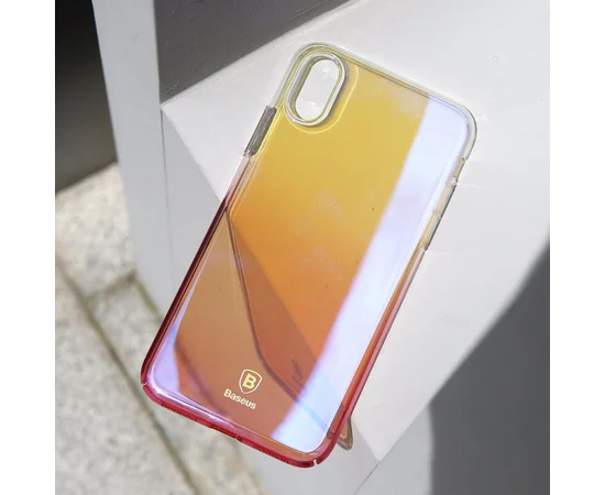 Чехол "Baseus" пластиковый для iPhone X/XS Glaze розовый градиент