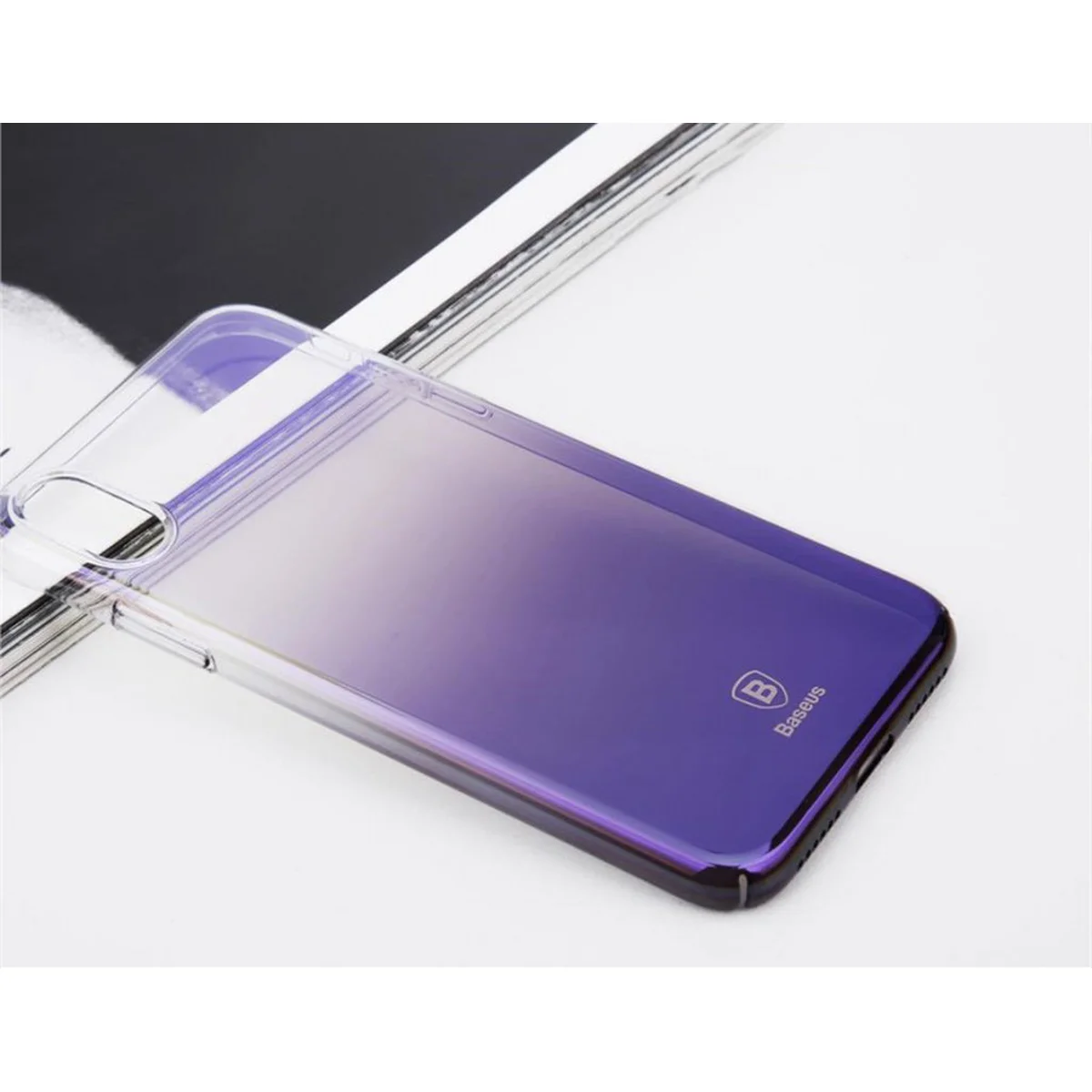 Чехол "Baseus" пластиковый для iPhone X/XS Glaze фиолетовый градиент
