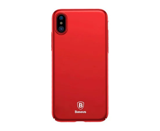 Пластиковый матовый чехол "Baseus" Thin красный для iPhone X/XS