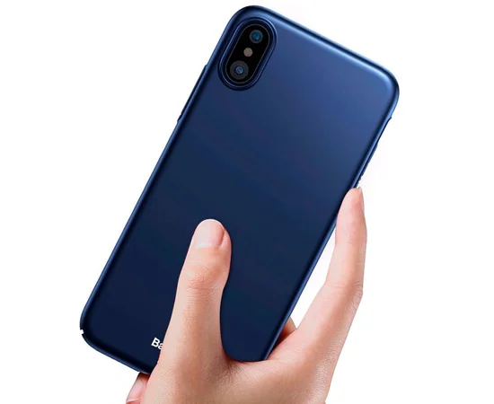 Пластиковий матовий чохол "Baseus" Thin синій для iPhone X / XS