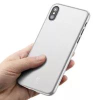 Ультратонкий пластиковый чехол "Baseus" Wing белый для iPhone X/XS