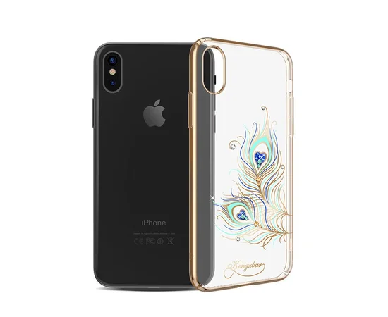 Чехол со стразами SWAROVSKI "Kingxbar" пластиковый для iPhone X/XS Feather золотой